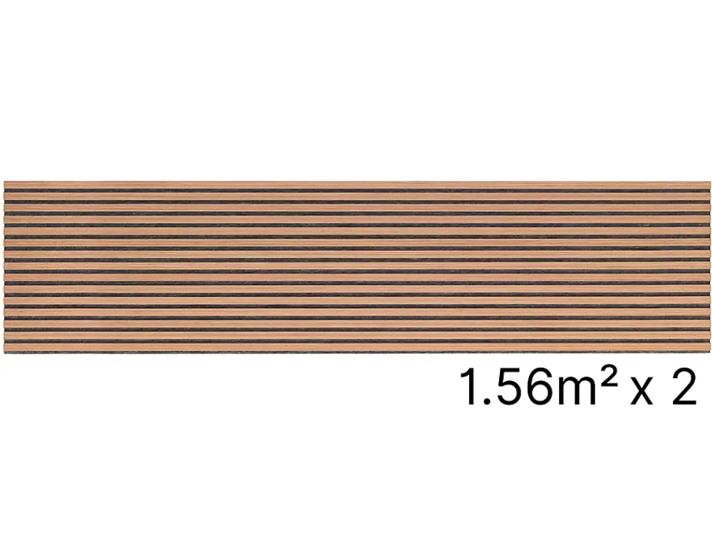Quiet Wall Panneau Tasseau Bois<Lot 2 Panneaux Muraux Acoustiques en Bois - 240x60cm- 3.12 m² - Cerisier Naturel - A Lattes - Panneau Tasseau de Bois