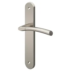 Poignée De Porte<Lot 3 poignées sur plaque GoodHome Hirel effet nickel satin gris L.128mm x l.40mm entraxe 195mm