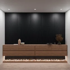 Mpdiscount Lot de 2 - 240 x 60 cm - Panneau Tasseaux - Noir Mat - Feutrine Noir- Panneau Tasseau Bois