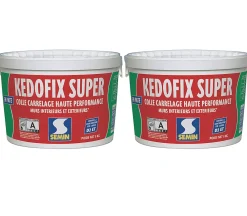 Semin Colle Carrelage Sol<Lot de 2 colles pour Carrelage Haute Performance Kedofix , Prêt à l'emploi, Intérieur/extérieur, seau de 5 kg