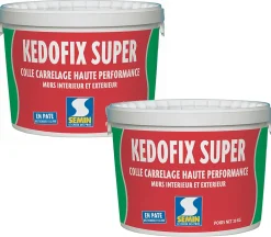 Semin Lot de 2 colles pour Carrelage Haute Performance Kedofix , Prêt à l'emploi, Intérieur/extérieur, seau de 20 kg- Joint Carrelage Sol