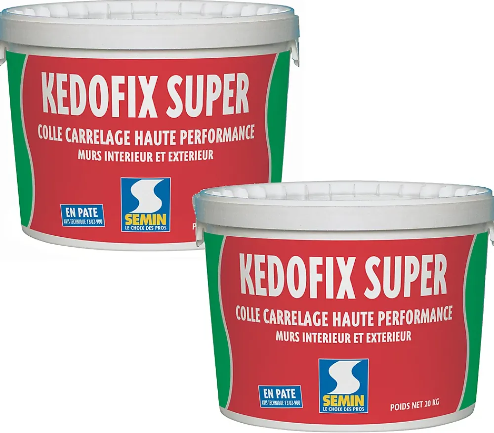 Semin Lot de 2 colles pour Carrelage Haute Performance Kedofix , Prêt à l'emploi, Intérieur/extérieur, seau de 20 kg- Joint Carrelage Sol