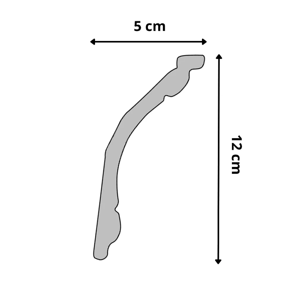 Wood&Sens Lot de 12 Corniches Classiques Polymère Moulure Plafond, L.240 cm x P.12 cm, Ep.50 mm- Moulure