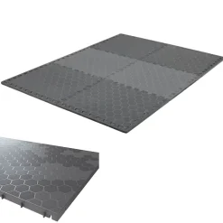 Intec Lot de 10 Dalles de sol Clipsables Grises 116x76x3 cm Rectangulaire Polypropylène Revêtement de Sol 7.69m2- Dalle Pvc Garage