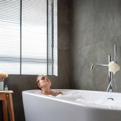 Decoon Lot de 4 Dalles Murales Douche SPC/PVC Décor effet Pierre Gris - 59,2x118,4cm - 2,8M²- Panneau Mural De Salle De Bains