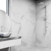 Decoon Lot de 4 Dalles Murales Douche SPC/PVC Décor Marbre Blanc brillant - 59,2x118,4cm - 2,8M²- Panneau Mural De Salle De Bains