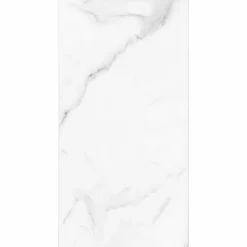 Decoon Lot de 4 Dalles Murales Douche SPC/PVC Décor Marbre Blanc brillant - 59,2x118,4cm - 2,8M²- Panneau Mural De Salle De Bains