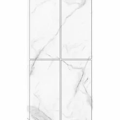Decoon Lot de 4 Dalles Murales Douche SPC/PVC Décor Marbre Blanc brillant - 59,2x118,4cm - 2,8M²- Panneau Mural De Salle De Bains