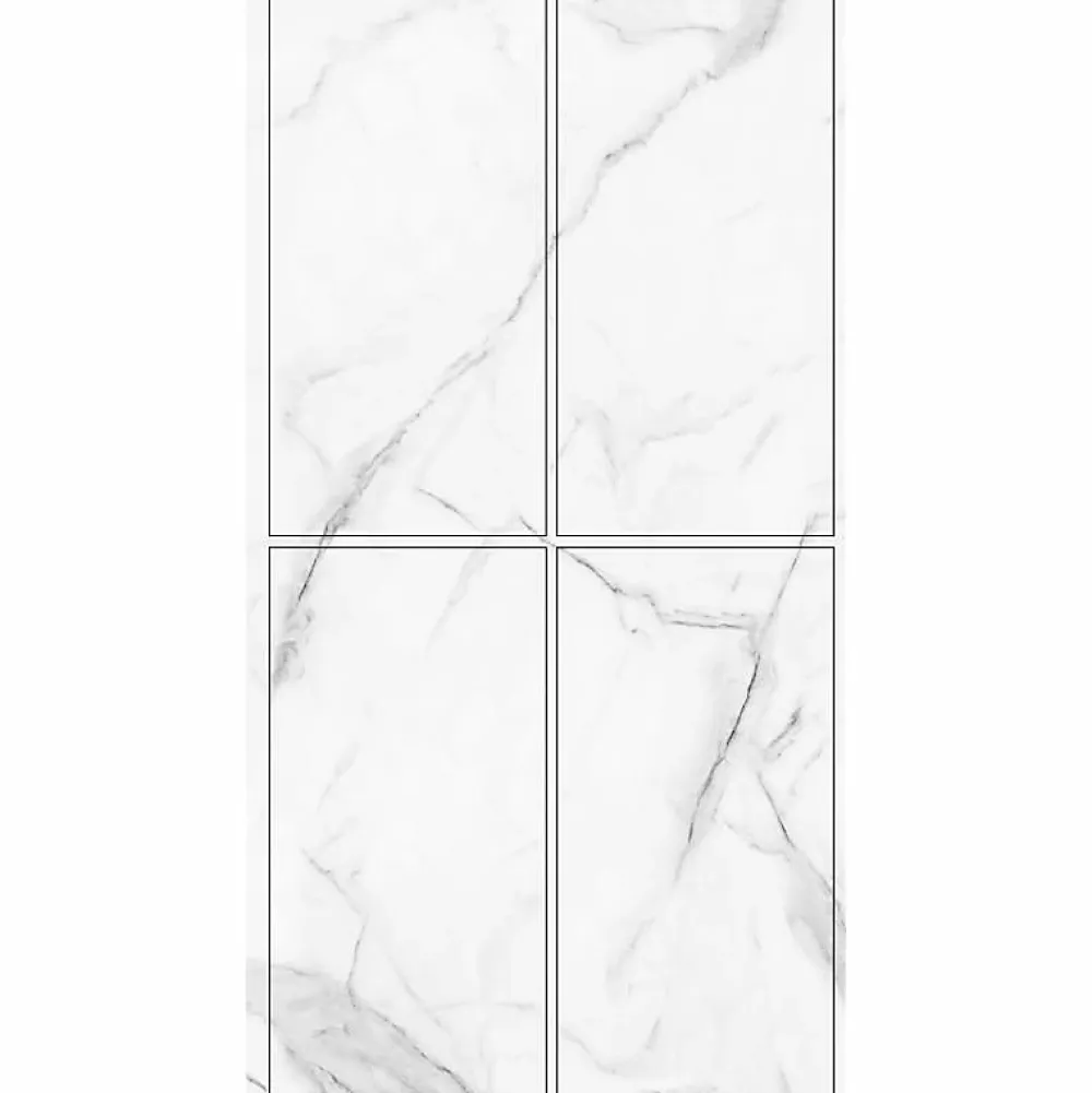 Decoon Lot de 4 Dalles Murales Douche SPC/PVC Décor Marbre Blanc brillant - 59,2x118,4cm - 2,8M²- Panneau Mural De Salle De Bains