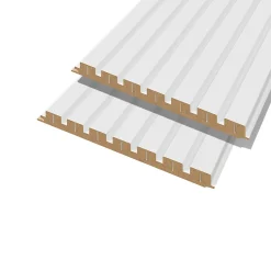 Forestea Panneau Tasseau Bois<Lot de 2 demi panneaux mural décoratif lamelles MDF blanc (à peindre) 1250 x 287 x 20 mm 0,72 M2