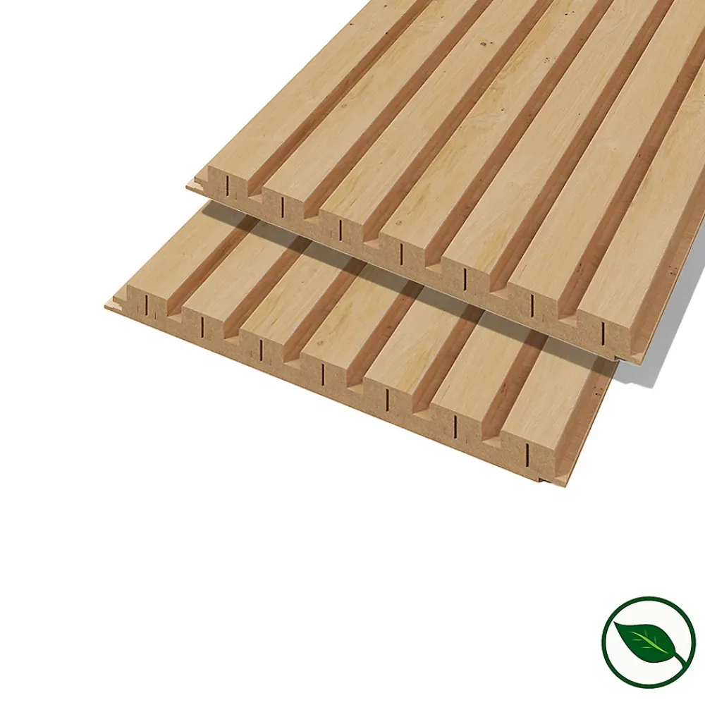 Forestea Lot de 2 demi panneaux mural décoratif lamelles MDF chêne clair 1250 x 287 x 20 mm 0,72 M2- Panneau Tasseau Bois