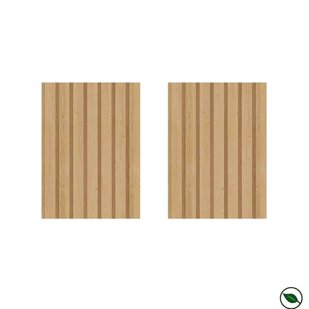 Forestea Lot de 2 demi panneaux mural décoratif lamelles MDF chêne clair 1250 x 287 x 20 mm 0,72 M2- Panneau Tasseau Bois