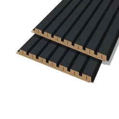 Forestea Panneau Tasseau Bois<Lot de 2 demi panneaux mural décoratif lamelles MDF noir 1250 x 287 x 20 mm 0,72 M2