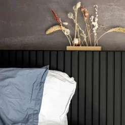 Forestea Panneau Tasseau Bois<Lot de 2 demi panneaux mural décoratif lamelles MDF noir 1250 x 287 x 20 mm 0,72 M2