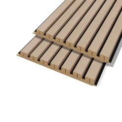 Forestea Panneau Tasseau Bois<Lot de 2 demi panneaux mural décoratif lamelles MDF chêne clair fond noir 1250 x 287 x 20 mm 0,72 M2