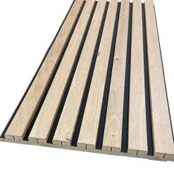 Forestea Panneau Tasseau Bois<Lot de 2 demi panneaux mural décoratif lamelles MDF chêne clair fond noir 1250 x 287 x 20 mm 0,72 M2