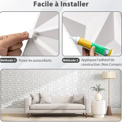 Giantex Lot de 100 Panneau Mural Decoratif en Diamant , Panneaux Muraux 3D en PVC, Facile à Découper, Imperméable, Résistant à Chaleur- Panneau Mural Décoratif
