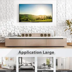 Giantex Lot de 100 Panneau Mural Decoratif en Diamant , Panneaux Muraux 3D en PVC, Facile à Découper, Imperméable, Résistant à Chaleur- Panneau Mural Décoratif