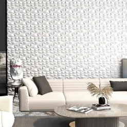 Giantex Lot de 100 Panneau Mural Decoratif en Diamant , Panneaux Muraux 3D en PVC, Facile à Découper, Imperméable, Résistant à Chaleur- Panneau Mural Décoratif