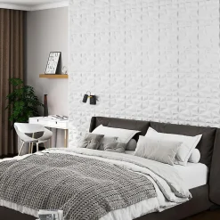 Giantex Lot de 100 Panneau Mural Decoratif en Diamant , Panneaux Muraux 3D en PVC, Facile à Découper, Imperméable, Résistant à Chaleur- Panneau Mural Décoratif