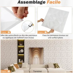 Giantex Panneau Mural Décoratif<Lot de 40 Panneau Mural Decoratif 3D en PVC 50 x 50 CM, Imperméable,Ininflammable, pour Salon, Chambre, Bureau