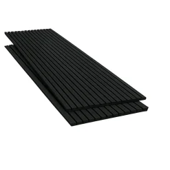 Silamp Lot de 2 Panneaux Acoustiques Muraux Bois 240x60x2,2cm - Couleur Noir avec Fond Noir -- Panneau Décoratif En Bois