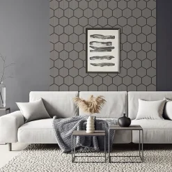 Ml-Design Lot de 2 panneaux acoustiques hexagonaux 66x81 cm 1m² isolation phonique gris- Panneau Tasseau Bois