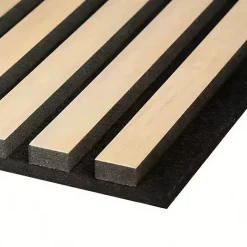 Silamp Panneau Décoratif En Bois<Lot de 2 Panneaux Acoustiques Muraux Bois 240x60x2,2cm - Chêne Blanc avec Fond Noir -