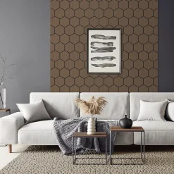 Ml-Design Panneau Tasseau Bois<Lot de 2 panneaux acoustiques hexagonaux 66x81 cm 1m² isolation phonique marron