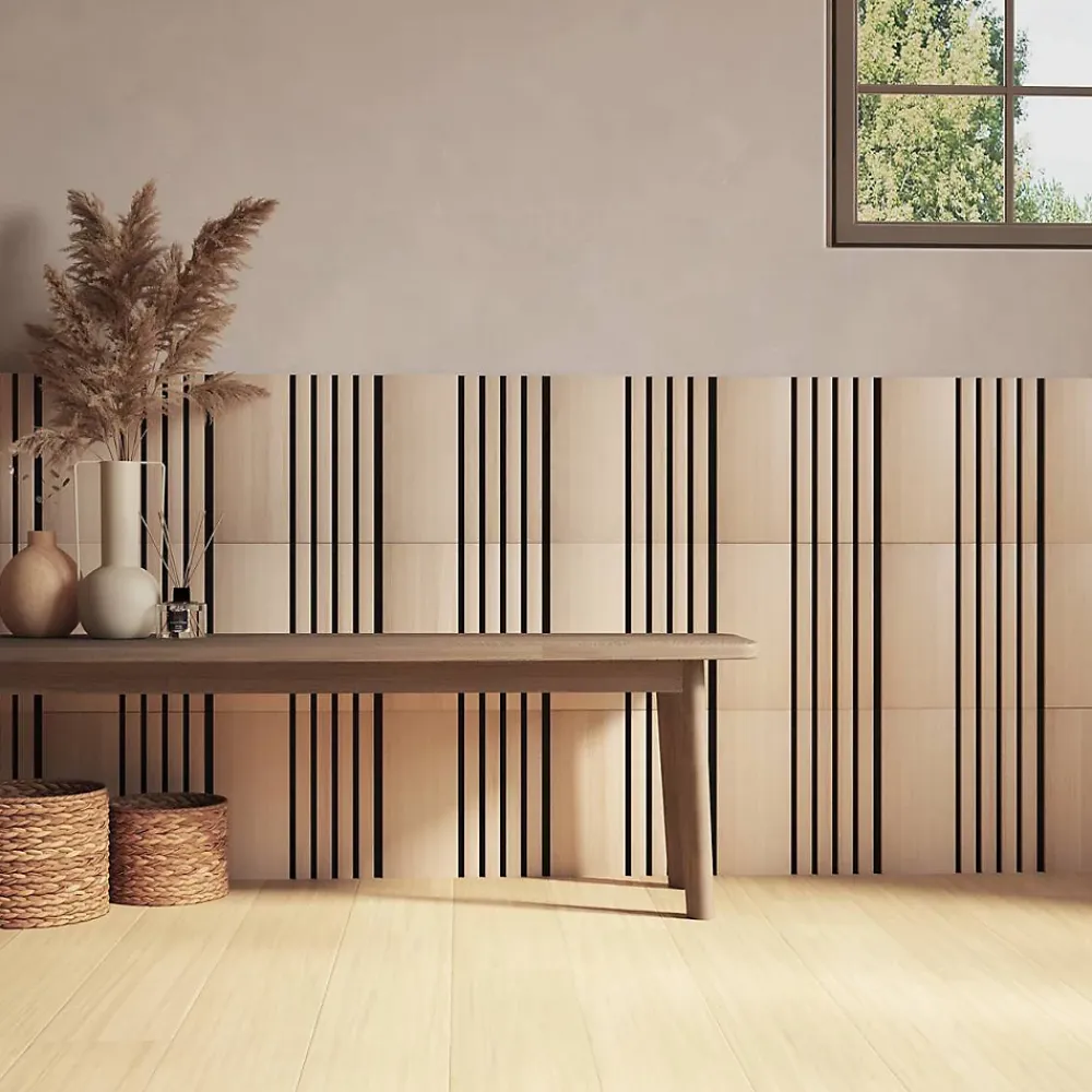 Atmosphera Créateur D'Intérieur Lot de 3 panneaux décoratifs Colva beige fond noir 30x30cm - Atmosphera- Panneau Tasseau Bois