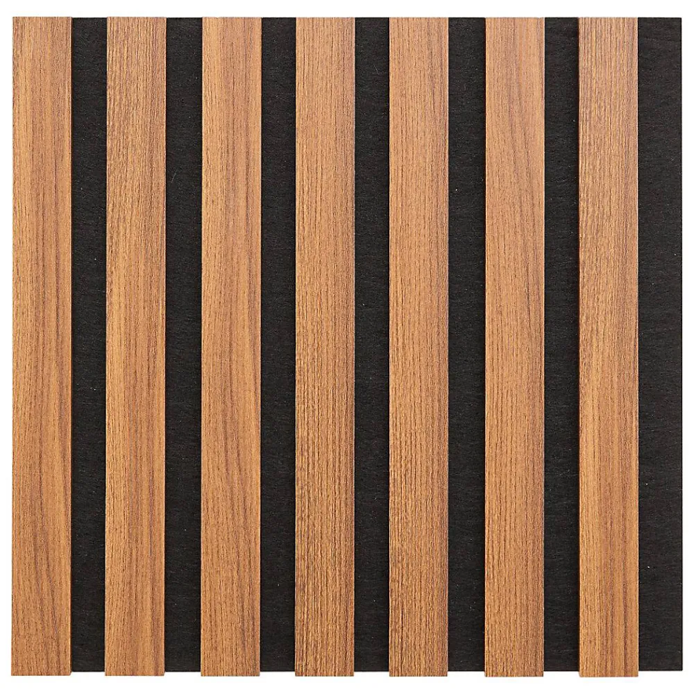Atmosphera Créateur D'Intérieur Lot de 3 panneaux décoratifs Colva effet noyer fond noir 30x30cm - Atmosphera- Panneau Tasseau Bois
