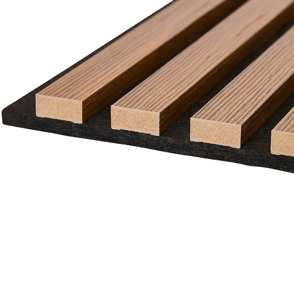 Atmosphera Créateur D'Intérieur Lot de 3 panneaux décoratifs Colva effet noyer fond noir 30x30cm - Atmosphera- Panneau Tasseau Bois