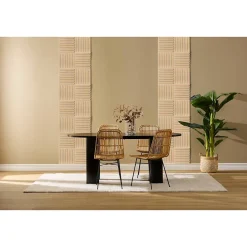 Atmosphera Créateur D'Intérieur Lot de 3 panneaux décoratifs Colva beige fond gris 30x30cm - Atmosphera- Panneau Tasseau Bois
