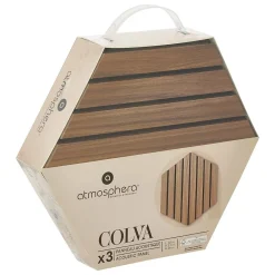 Atmosphera Créateur D'Intérieur Lot de 3 panneaux décoratifs Colva effet noyer fond noir 30x26cm - Atmosphera- Panneau Tasseau Bois