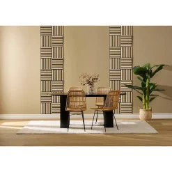 Atmosphera Créateur D'Intérieur Lot de 3 panneaux décoratifs Colva beige fond noir 30x30cm - Atmosphera- Panneau Tasseau Bois