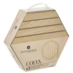 Atmosphera Créateur D'Intérieur Lot de 3 panneaux décoratifs Colva beige fond gris 30x26cm - Atmosphera- Panneau Tasseau Bois