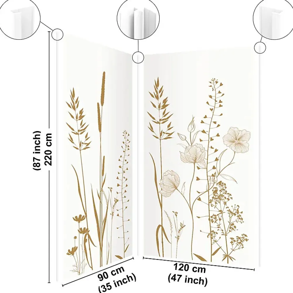 99Deco Lot de 2 panneaux de douche en aluminium (90x220 & 120x220 cm) + profilés blanc - Vegetalist - Marron- Panneau Mural De Salle De Bains