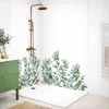 99Deco Lot de 2 panneaux de douche en PVC (90x220 & 120x220 cm) + profilés blanc - Eucalyptus in Rain - Multicolore- Panneau Mural De Salle De Bains