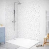 99Deco Lot de 2 panneaux de douche en aluminium (90x220 & 120x220 cm) + profilés blanc - Terrazzo Mineral - Multicolore- Panneau Mural De Salle De Bains