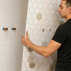 99Deco Panneau Mural De Salle De Bains<Lot de 2 panneaux de douche en PVC (90x220 & 120x220 cm) + profilés blanc - Charme - Hexa Bois - Marron