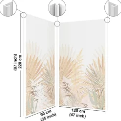 99Deco Panneau Mural De Salle De Bains<Lot de 2 panneaux de douche en aluminium (90x220 & 120x220 cm) + profilés blanc - Motif végétal - Beige - Gaïa