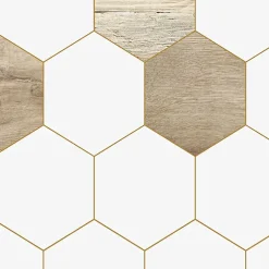 99Deco Lot de 2 panneaux de douche en aluminium (90x220 & 120x220 cm) + profilés blanc - Hexa Bois - Marron- Panneau Mural De Salle De Bains