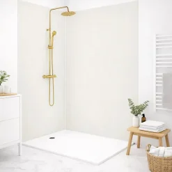 99Deco Panneau Mural De Salle De Bains<Lot de 2 panneaux de douche en PVC (90x220 & 120x220 cm) + profilés blanc - Pierre Claire - Gris