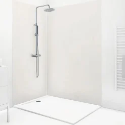 99Deco Panneau Mural De Salle De Bains<Lot de 2 panneaux de douche en PVC (90x220 & 120x220 cm) + profilés blanc - Pierre Claire - Gris