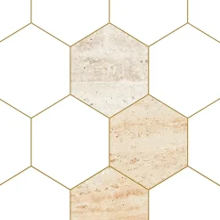 99Deco Panneau Mural De Salle De Bains<Lot de 2 panneaux de douche en PVC (90x220 & 120x220 cm) + profilés blanc - Hexa Travertin - Gris