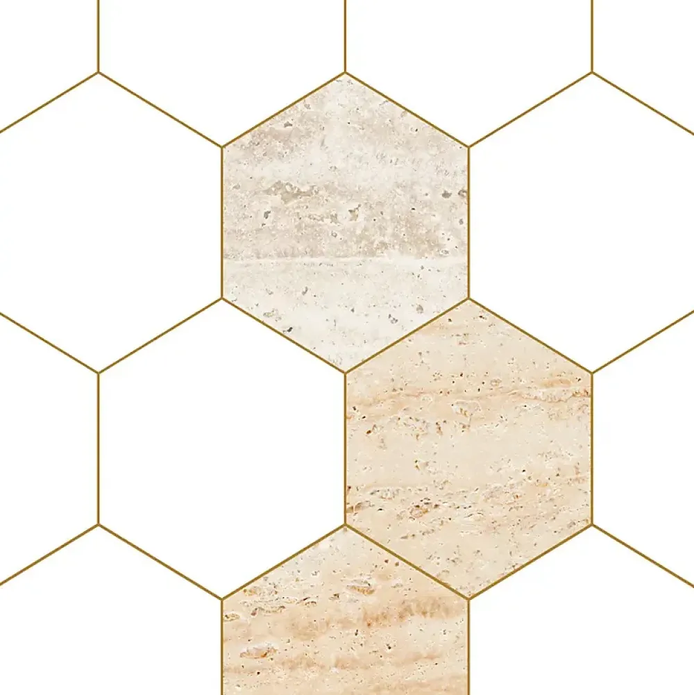 99Deco Panneau Mural De Salle De Bains<Lot de 2 panneaux de douche en PVC (90x220 & 120x220 cm) + profilés blanc - Hexa Travertin - Gris