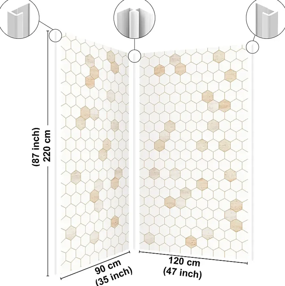 99Deco Panneau Mural De Salle De Bains<Lot de 2 panneaux de douche en PVC (90x220 & 120x220 cm) + profilés blanc - Hexa Travertin - Gris