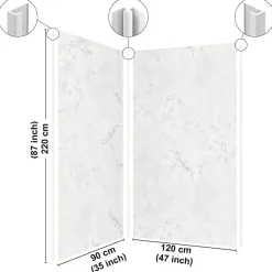 99Deco Lot de 2 panneaux de douche en PVC (90x220 & 120x220 cm) + profilés blanc - Effet Marbre clair- Panneau Mural De Salle De Bains