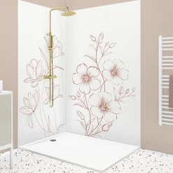 99Deco Lot de 2 panneaux de douche en aluminium (90x220 & 120x220 cm) + profilés blanc - Charme - Blanc- Panneau Mural De Salle De Bains