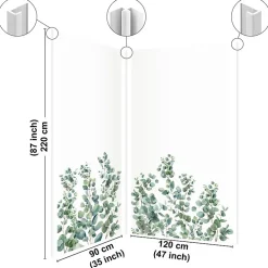 99Deco Lot de 2 panneaux de douche en aluminium (90x220 & 120x220 cm) + profilés blanc - Eucalyptus in Rain - Multicolore- Panneau Mural De Salle De Bains